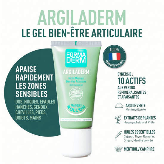 Roll-on Gel argile verte Argiladerm bien-être articulaire 50ml