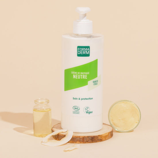 Crème de massage Neutre Coco et Karité sans parfum certifiée BIO 500ml