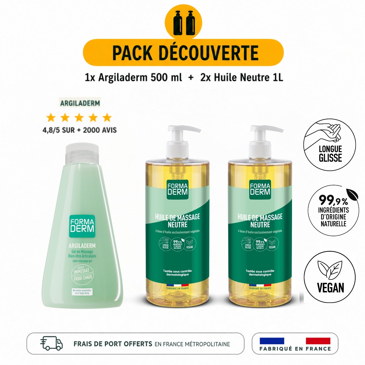 Pack Découverte Huile de Massage Neutre & Argiladerm